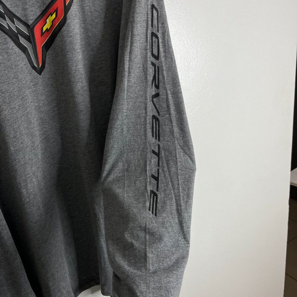 C8 Corvette Long Sleeve New Era T-Shirt Gray Logo Mens Pullover Sz 2XL - Picture 5 of 7